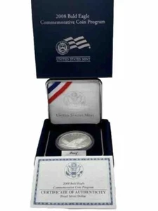 2008 S 50c Half Dollar $1 & P $1 Bald Eagle Silver $1 Proof Commemorative 2 Coin - Picture 1 of 23