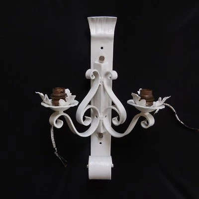 2 Wall Sconces In Wrought Iron Art Nouveau Vintage Lighting Decor France - Image 1 of 4