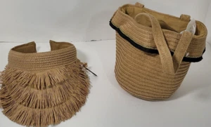✨Lot 2 Girls Beach Set A Hat And A Bag Both Material Made of Straw Youth 8 &UP - Picture 1 of 3