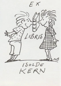 Exlibris - MANFRED BOFINGER - For Isolde Kern - Set of 7 -Books-Kite-Horse-Cat - Picture 1 of 7