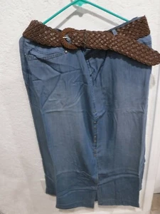 Denim Dress with Belt LONG BLUE SKIRT WITH BROW BELT ( XX LARGE) - Picture 1 of 4