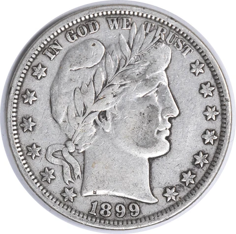 1899 Barber Silver Half Dollar VF Uncertified #160 Cover