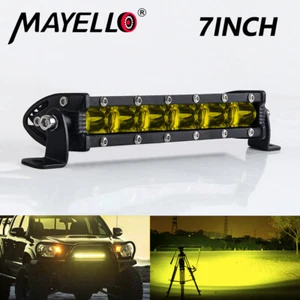 7inch Yellow LED Work Light Bar Slim Truck Offroad 4WD Driving Fog Light 8'' - Picture 1 of 9