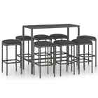 9-piece Outdoor Bar Set Garden Patio Dining Stools Chair Table Furniture Setting