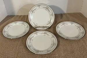 (4) Noritake Veranda 3015 Bread Plates Pastel Florals Platinum Trim 6 1/4” - Picture 1 of 5