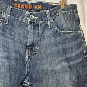 Cinch Jeans Men's 34x31 Blue Denim Ian Bootcut Western Cowboy Heavy Stitching - Picture 1 of 9