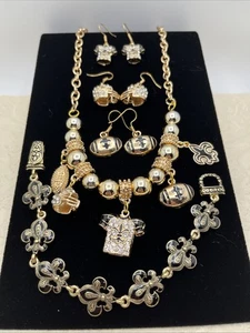 Saints Football New Orleans La. Jewelry Necklace Bracelet Earrings Lot NFL - Picture 1 of 22