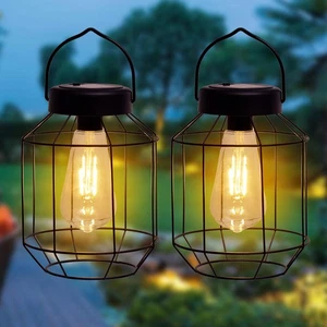 Solar Lights Outdoor Waterproof,Solar Lantern 2 Pack,Metal Hanging Outdoor La... - Picture 1 of 7