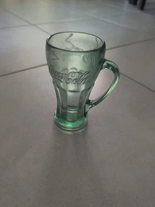 Bicchiere Coca Cola Verde Vintage Con Manico Tazza Libbey Spessa Pesante - Foto 1 di 3