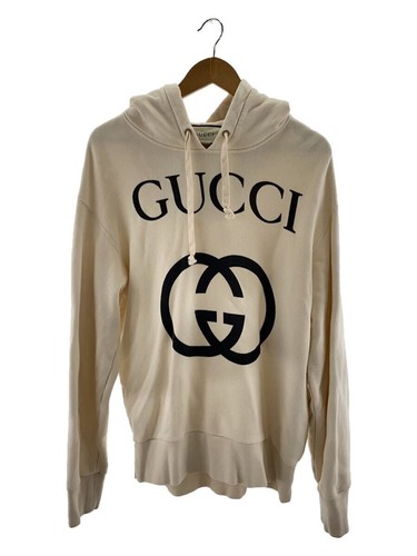 Parka con cappuccio Gucci 18AW ad incastro stampa logo G beige cotone S #EG AGA