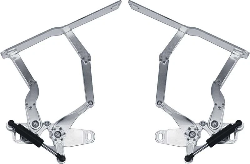 1970-81 Camaro/Firebird; Solid Arm Billet Hood Hinges; Steel Hood; Black - Image 1 of 1