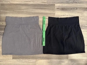 Victoria Secrets Pink lot of 2 skirts sz large grey black mini cotton blend L - Picture 1 of 4