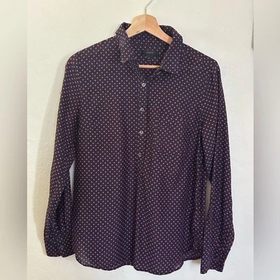❤️💙 J CREW MEZCLA DE ALGODÓN SEDA MEDIO BOTÓN POPOVER LUNARES PERFECTOS 💙❤️ Foto 1 de 4