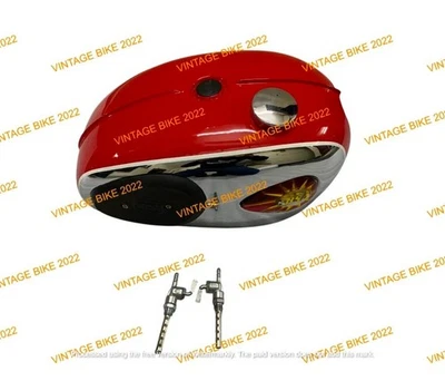 TRAJE BSA A65 THUNDERBOLT RELÁMPAGO ROJO CROMO TAPA TANQUE DE COMBUSTIBLE INSIGNIA KPAD GRIFO GOMA Foto 1 de 4