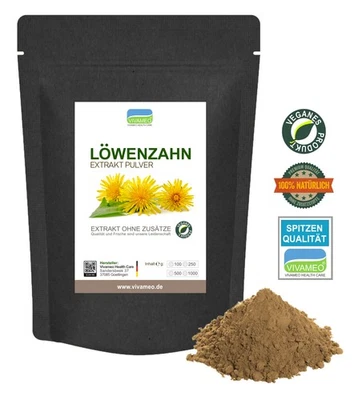 VIVAMEO HEALTH CARE Löwenzahn Extrakt Pulver Dandelion Pharma-Qualität rein ohne Zuätze 100 g