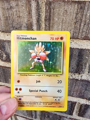 Pokémon TCG Hitmonchan Base Set Holo Unlimited Rare Card 7/102 Vintage - Image 1 of 3