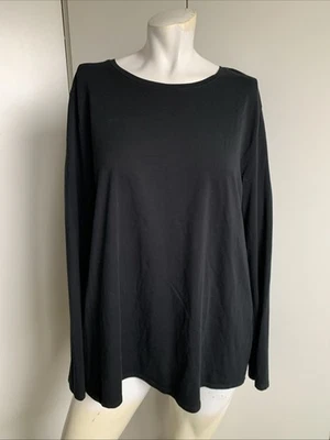 J.Jill Pure Jill stretch cotton crew neck T-shirt size XL black long sleeve - Image 1 of 4