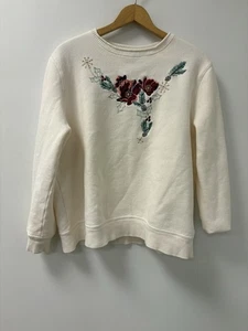 Vtg Christmas Sweatshirt Sz L Mistletoe, Snowflakes. Pine Cones Grannycore - Picture 1 of 10