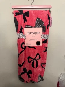 Juicy Couture Pink & Black Bows & Baths Halloween Soft Plush Throw NWT - Picture 1 of 2