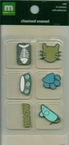 Making Memories 6 Large Charms CHARMED ENAMEL CAT Mouse Pet Kitten Kitty - Picture 1 of 1