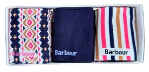 Paquete triple de calcetines BARBOUR para mujer Claudia Fairisle azul multicolor Reino Unido 4-7 - Imagen 1 de 6