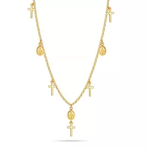 925 Sterling Silver Miraculous Medal & Cross Charm Pendant Necklace for Women - Picture 1 of 5