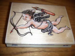 NUEVO SELLO DE GOMA MADERA DE CUPIDO ESTAMPILLAS 4" X 3" - Imagen 1 de 2