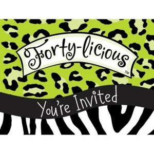 Forty-Licious Gatefold Invitations 8 Pack Paper Includes Envelopes 40th Invites - Picture 1 of 1