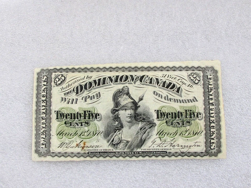 1870 Dominion of Canada  25 cents shinplaster banknote 1/4 dollar large B - VF - Image 1 of 4