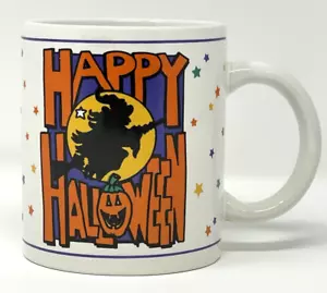 Vintage 90er Happy Halloween Kaffeetasse Becher 1994 J.I.I. - Hexe, Kürbis & Sterne - Bild 1 von 7