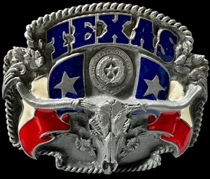 Vintage Texas The Lone Star State USA Texan Western Cowboy Zinn Gürtelschnalle - Bild 1 von 8