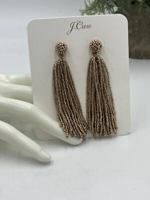 J. Pendientes de borla con cuentas Crew color topo chapado en oro latón fundido BN348 NUEVO CON ETIQUETAS Foto 1 de 4