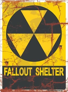 Reproducción de letrero Fallout Shelter imitación óxido 9"x12" metal - Imagen 1 de 3