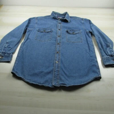 Chaps Ralph Lauren Shirt Mens Medium Blue Denim Button Up Long Sleeve Workwear - Image 1 of 4