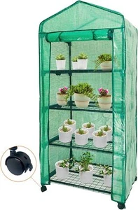 Mini Greenhouse,4 Tier Small Portable Greenhouses Kit with Caster Wheels  - Picture 1 of 7