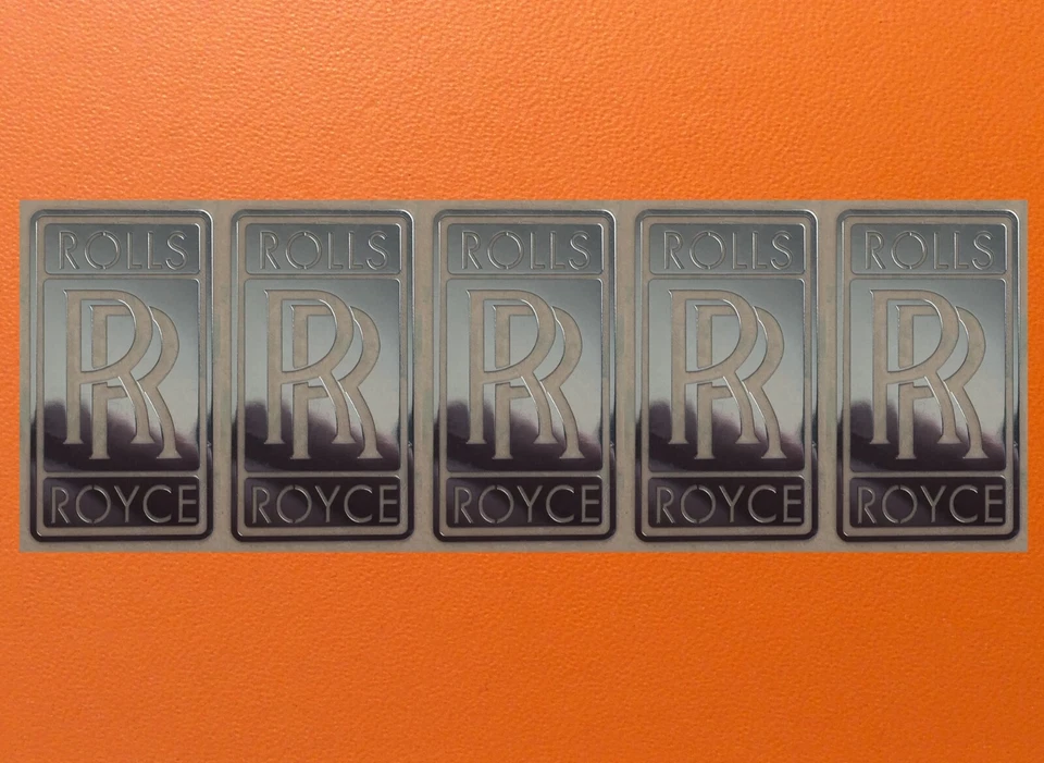 5 pcs Sticker for Rolls Royce Silver Chrome Color Logo Decal Badge 16mm x 30mm - Image 1 of 1