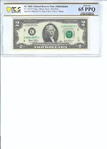2003 $2 FRN FR1937-C* PCGS 65 PPQ, Philadelphia * Note S/N C00010677*!!! - Picture 1 of 2