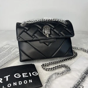 Brand New Kurt Geiger London Women's Leather Mini Kensington Crossbody Silver - Picture 1 of 16