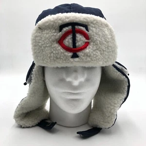 Minnesota Twins Earmuff Hat Winter OS Navy Corduroy Fleece Lined Pepsi Logo - Picture 1 of 9