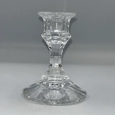 Candelabro vintage de cristal de plomo Libbey de 4-1/4 pulgadas de alto con plomo de vidrio transparente Foto 1 de 4