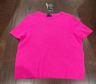 Top informal de manga corta de cachemir ultra rosa talla XL de C by Bloomingdale's para mujer Foto 1 de 4