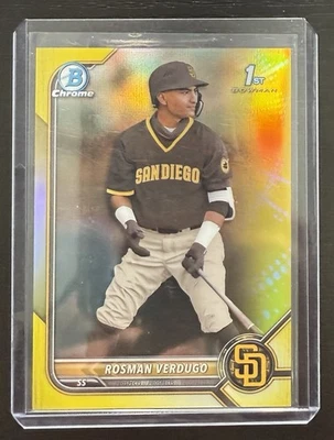 2022 Bowman Chrome Rosman Verdugo 1st / 75 Yellow Refractor #BCP-193 Padres - Image 1 of 2