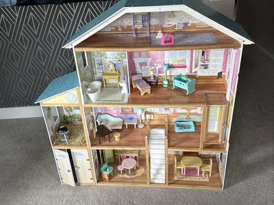 Wooden Dollhouse with Accessories  - Image 1 of 4