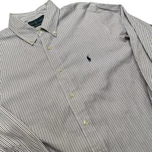 Ralph Lauren Mens Striped Button Down Shirt Classic Fit Casual Purple White - Picture 1 of 7