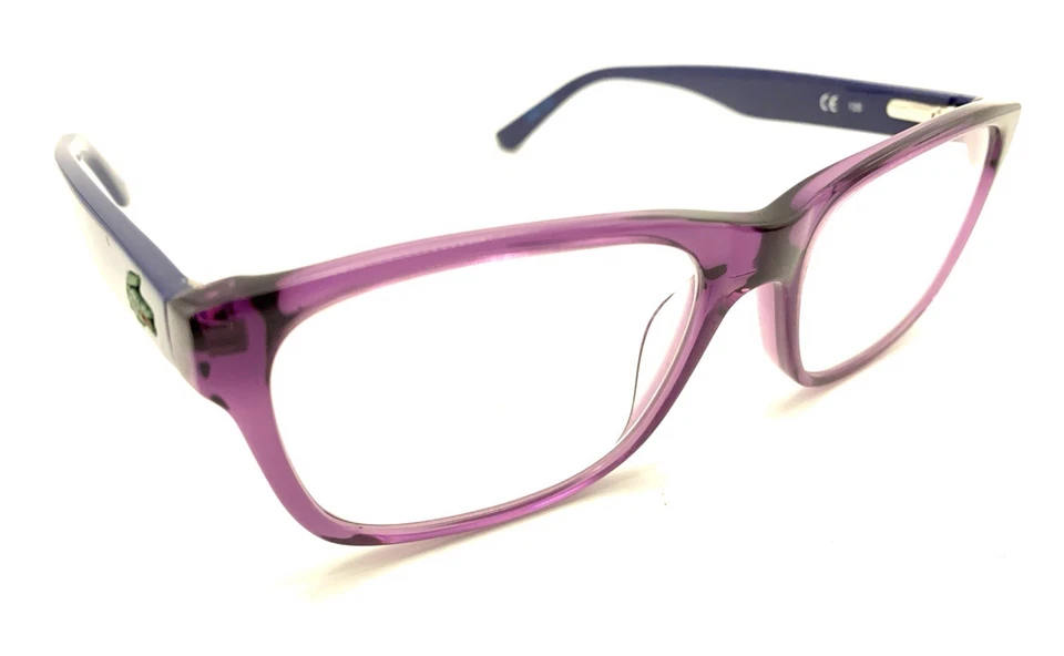 Monturas rectangulares moradas transparentes Lacoste L3612 514 135 mujeres de diseñador Foto 1 de 4