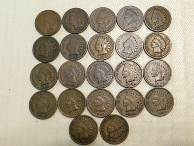 US INDIAN HEAD CENTS STARTER SET    22  DIFFERENT DATES  GOOD or BETTER - Image 1 of 4