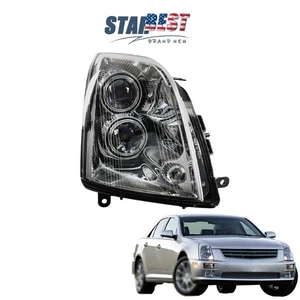 Halogen Headlight Right Side For Cadillac STS 2005-2011 Headlamp Black Clear - Picture 1 of 11