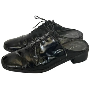 Stuart Weitzman nero vernice stringato tacco a mulo punta quadrata donna 8,5 - Foto 1 di 14