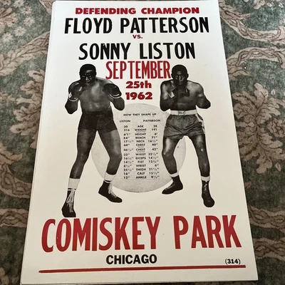 1962 60S FLOYD PATTERSON VS. SONNY LISTON BOXING POSTER COMISKEY PARK CHICAGO U - Image 1 of 4