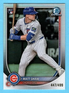 Matt Shaw 2025 Bowman cromo #46 refractor novato 447/499 SP Chicago Cubs - Imagen 1 de 2